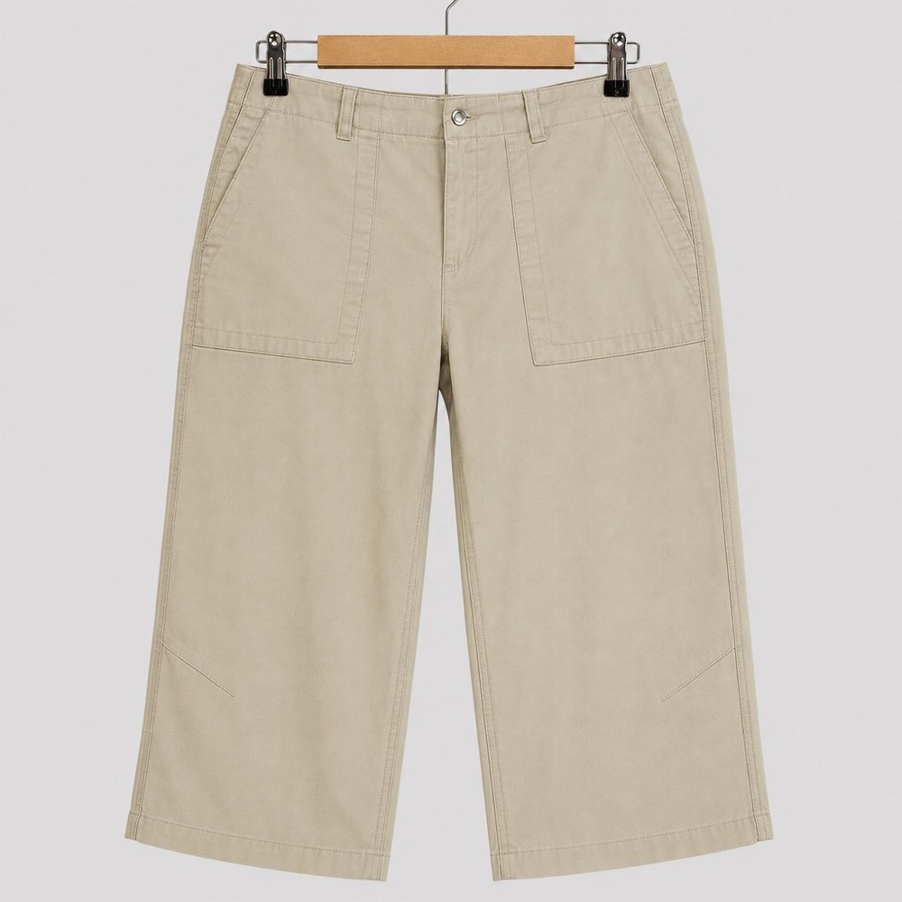 Horny Toad Toad&Co Women Khaki Wide Leg Cropped Hiking Pants Embroidered Size 8